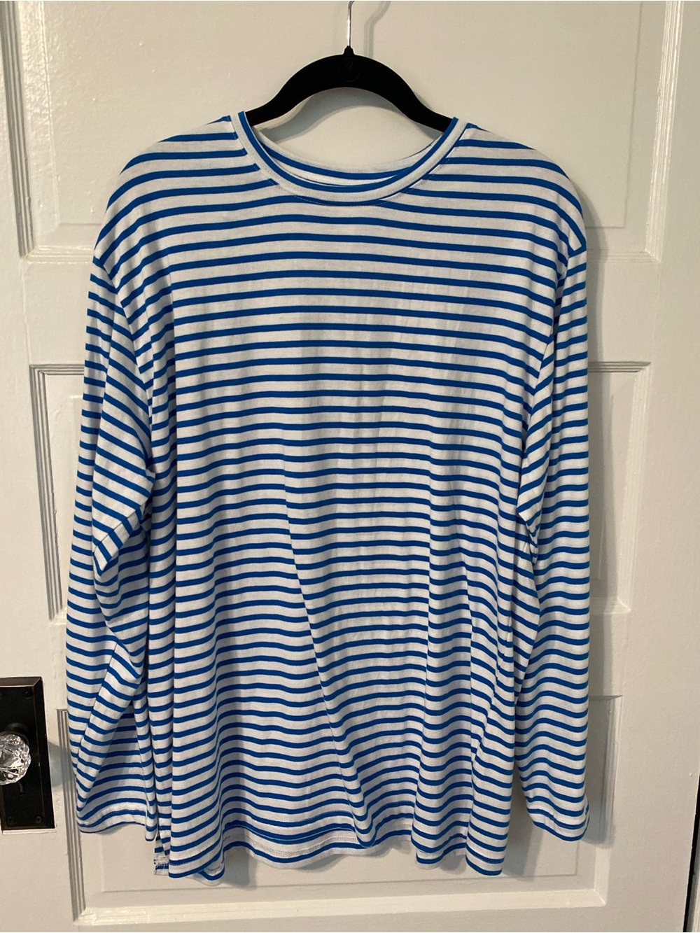 NWOT Anthropologie Daily Practice Cotton Long Sleeve Tee (vivid cerulean/white) - Picture 4 of 9